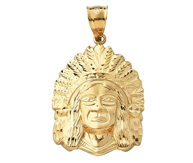 10K Yellow Gold Native Indian Head Pendant