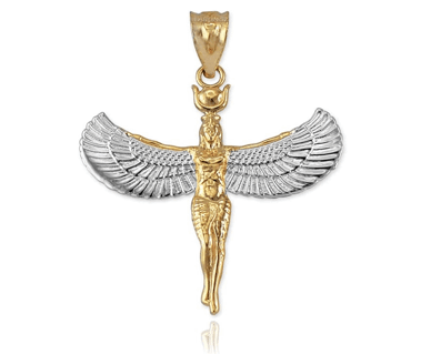 14K Two Tone Yellow Gold Isis Egyptian Goddess