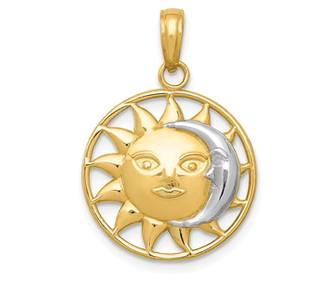 14k Gold Two Tone Sun and Moon