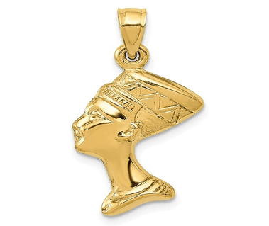 14K Yellow Gold Hollow Nefertiti Pendant