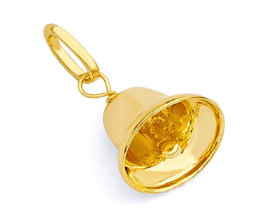 14k Yellow Gold Solid Bell Pendant