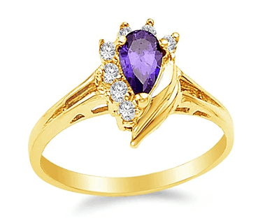 14k Yellow Gold Cubic Zirconia Fashion Pear Shape Ring