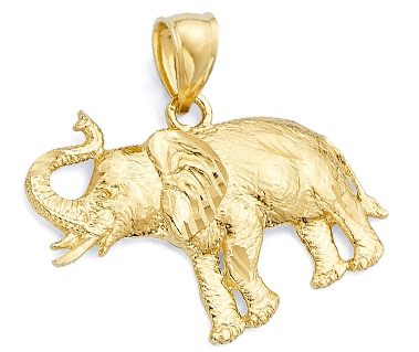 14k Yellow Gold Elephant Wildlife Pendant