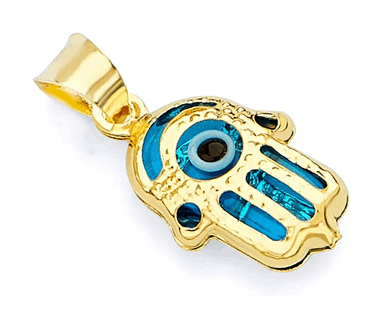 14k Yellow Gold Evil Eye Hamsa Hollow Pendant