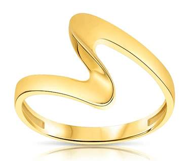 14k Yellow Gold Inspirational Wave Ring