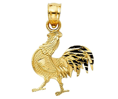 14k Yellow Gold Rooster Pendant