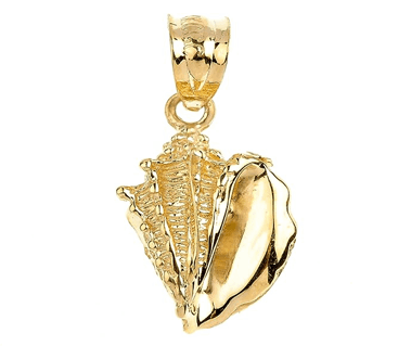 14k Yellow Gold Sea Shell Charm Pendant