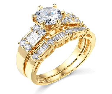 14k Yellow  Women's Wedding Channel Ring Set