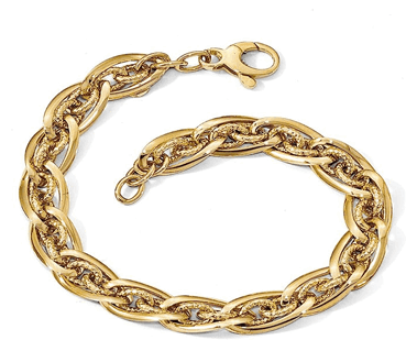 Women's 14k Yellow Gold Unique Link Bracelet Hollow 8 inch