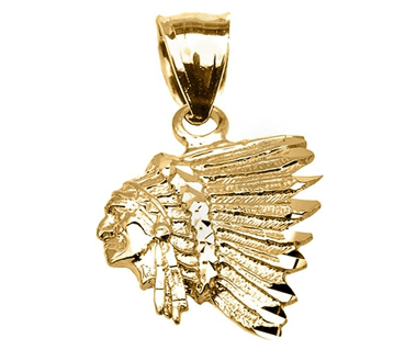 14K Yellow Gold American Chief Head
